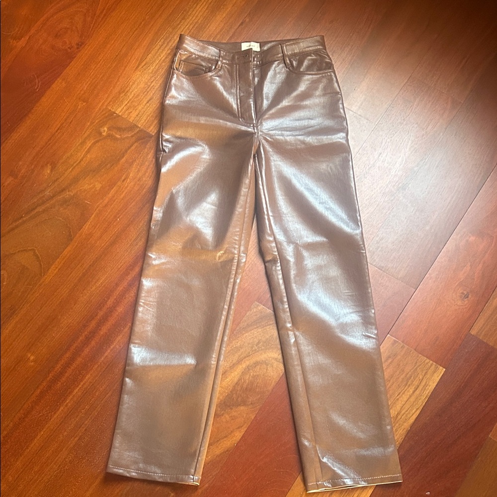 Wilfred Brown Faux Leather Waistband Pants